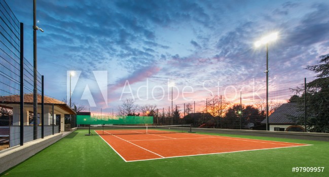 Picture of Tennis court at a private estate in the twilight and magic sky
